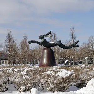 Decoração de jardim ocidental estátua de coelho bronze escultura de hare