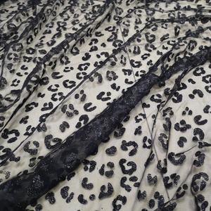 Tissu Tulle scintillant en maille, couleur noir Sexy, à la mode, motif léopard, pour robe de soirée, nouvelle collection - Product Image 2