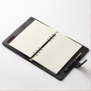Carnet A5 à feuilles mobiles pour bureau d'affaires, plus épais, blanc, manuel, compte, réunion, agenda, journal en cuir avec pochette