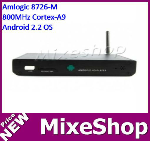Android de google tv internet caja amlogic 8726-m cpu con puerto sata android 2.2 1 ghz a9- negro de google tv box