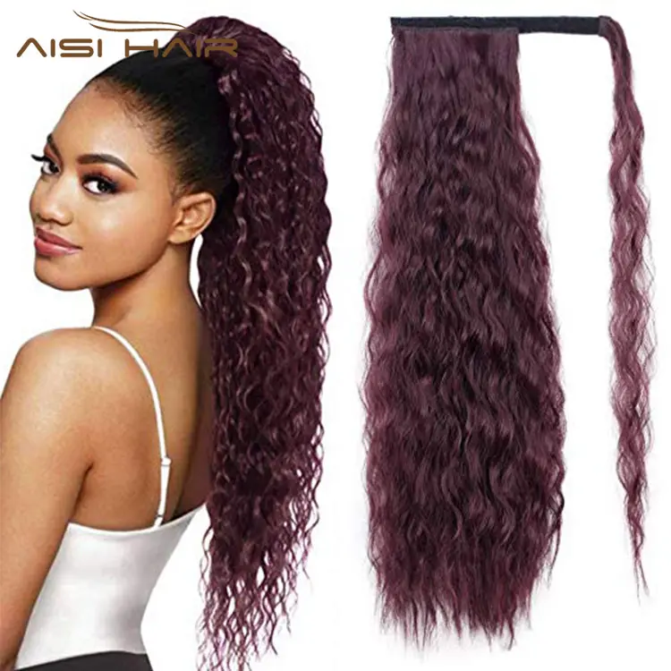 Aisi Tóc Lượn Sóng Đuôi Ngựa Mở Rộng Cho Phụ Nữ Tổng Hợp Quấn Quanh Ma Thuật Dán Yaki Ponytail Clip Trong Hairpieces