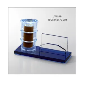 Hot Sale Acrylic oil barrel k9 crystal name card holder gift for oil company JW149