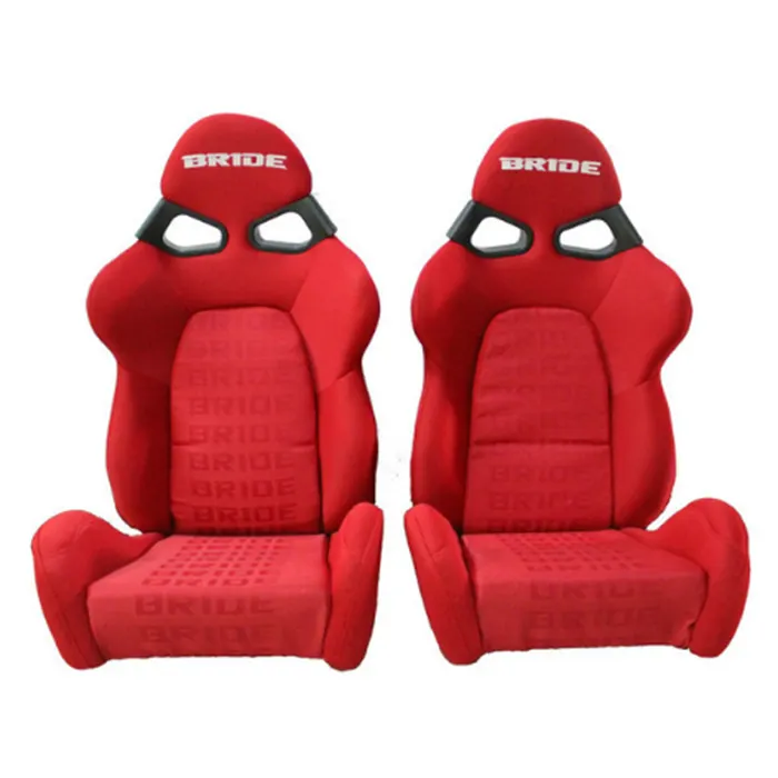 2 unids/set alta calidad deporte asiento de coche de carreras de rojo, negro, MATERIAL de la tela de Deportes de carreras asientos