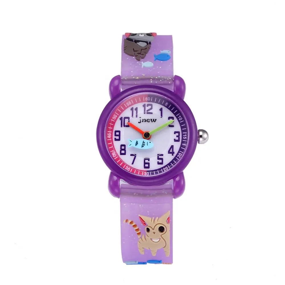 Medio ambiente 3ATM impermeable de gato de dibujos animados los niños reloj