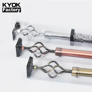Tringles à rideaux rétractables KYOK à prix avantageux, en acier, doubles, 2m <span class=keywords><strong>3m</strong></span> D910 - Product Image 1