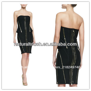 Vendaje de punto sin tirantes vestido de cremallera, las señoras de la manera simple vestido( ydq03306) - Product Image 1