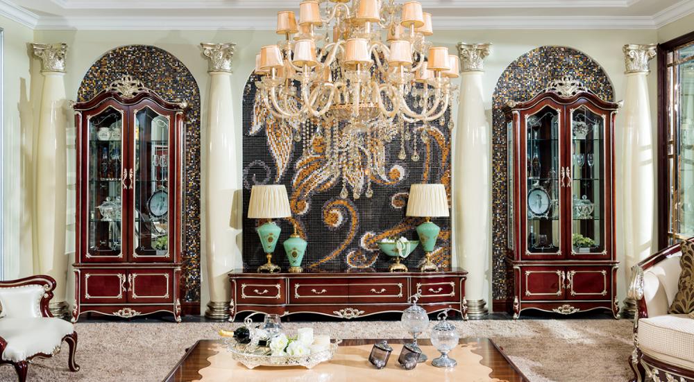 Bisini高級フレンチクラシックアンティークリビングルーム家具無垢材