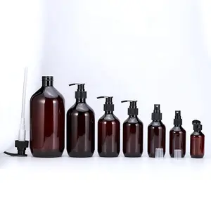 Ambre bouteille en plastique 100 150 ml 200 250 300 500 ml lavage des mains liquide bouteille vide 1 litres en plastique shampooing lotion pompe bouteilles