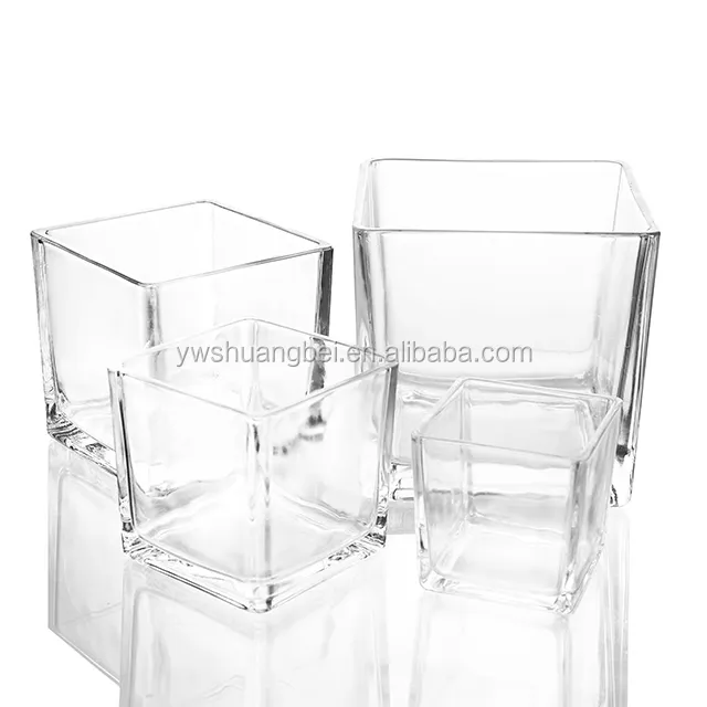 Heißer Verkauf Quadrat Blume Vase Platz Glas Cube Vase Fisch Tank Klar Glas Vasen