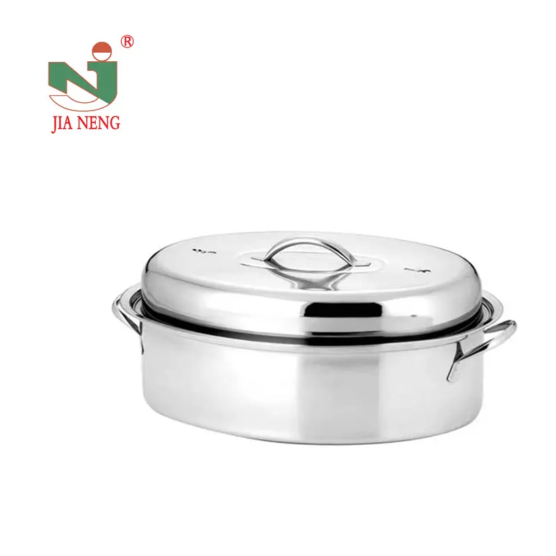 3pcs Stainless Steel Covered Oval Turkey Roaster 16 inch Chicken Roasting pan 42cm Extra large with rack
