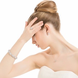 Bracelet de luxe pour femme LUOTEEMI, plaqué rhodium, design fleur de reine, serti de zircon cubique étincelant, bijoux de mariage tendance - Product Image 3