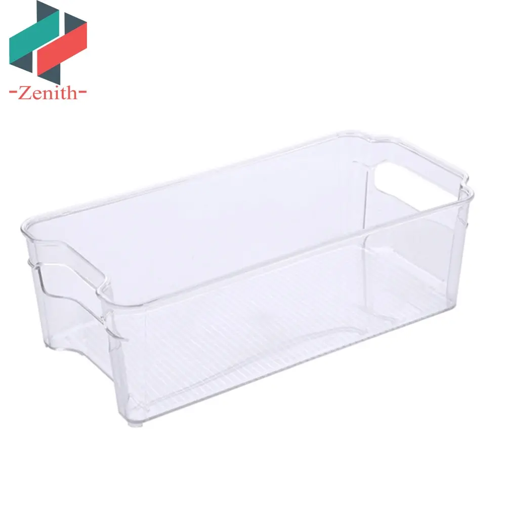 ZNF00002 Clear Plastic Stackable Fridge Organizer Storage Bins for Kitchen Refrigerator Freezer Pantry and Cabinet