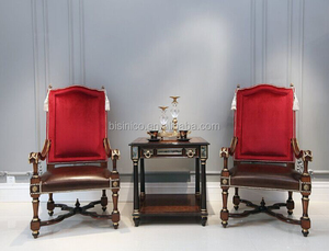 Meubles Classiques antiques Rétro En Bois Massif Fabriqué À La Main En Cuir <span class=keywords><strong>Rose</strong></span> <span class=keywords><strong>Fauteuil</strong></span> de Salon Avec Table Basse BF08-YS034 - Product Image 3