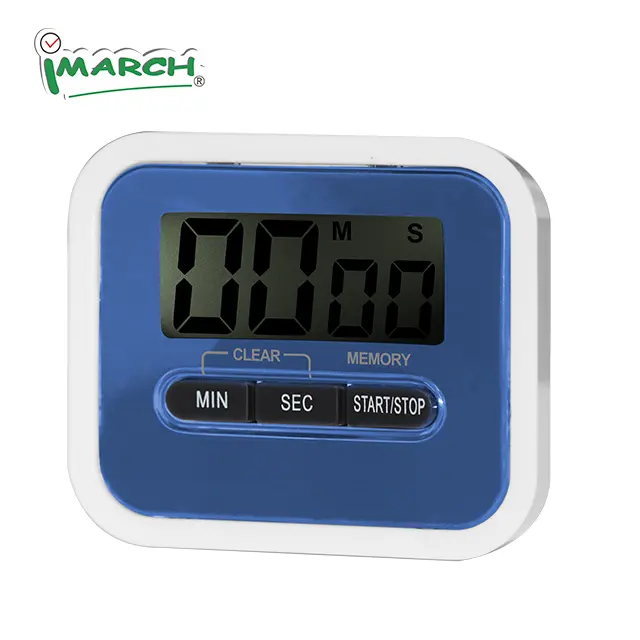 TM07401-BU Imarch Pabrik OEM Timer Dapur Digital LCD/Timer Memasak dengan Dukungan Magnetik Kuat, Dudukan Dapat Ditarik
