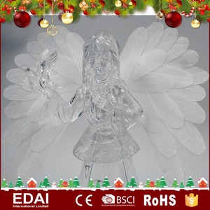 High quality led light Christmas ornament acrylic Angel with optical fiber wing - Product Image 5