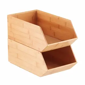 Rice Spare Parts Storage Bin Storage Boxes & Bins Food Container Stackable Bamboo Square Shape,rectangle American Style Natural