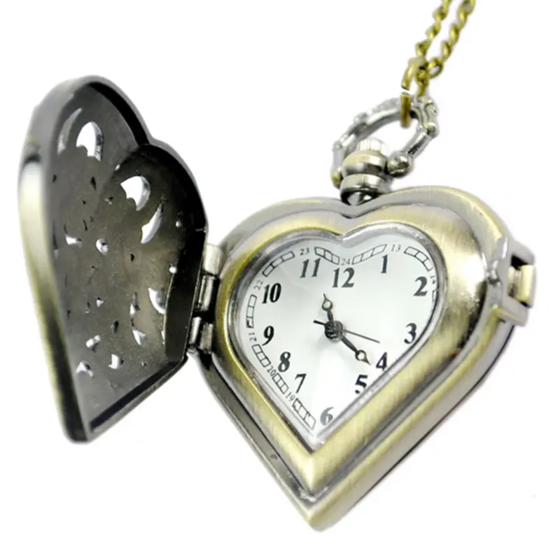 Reloj de bolsillo moderno con forma de corazón, reloj de bolsillo grabado, compra