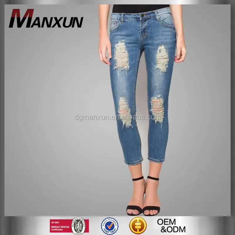 Nueva llegada de moda para mujer de talle alto peligro skinny jeans