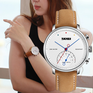 SKMEI H8 Multifunction Special Smart Quartz <strong>Watch</strong> Unisex <strong>His</strong> <strong>and</strong> <strong>Hers</strong> <strong>Watches</strong> With Stainless Steel Case Leather Band - Product Image 4