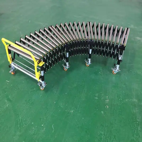 curved expandable stretchable gravity flexible carrier roller conveyor for industry Warehouse