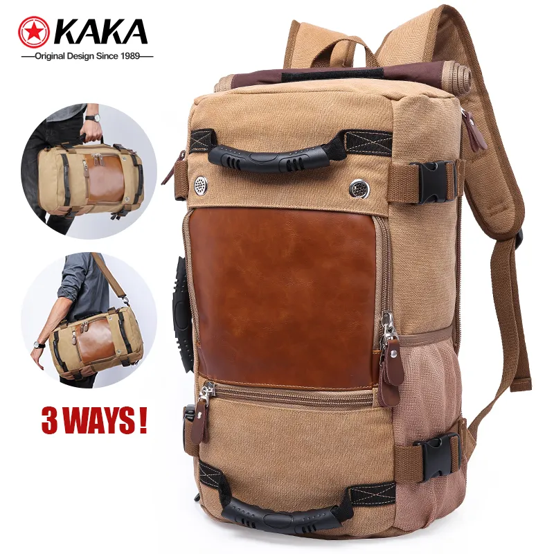 Hot sale backpack high quality oem outdoor mountain backpack bag travelling canvas hiking leather backpack
