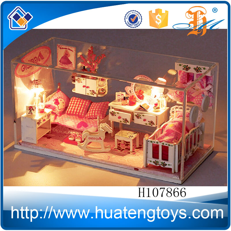 H107866 горячая распродажа детские игрушки принцесса мэри номер diy деревянная кукла дом со светом