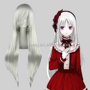 <span class=keywords><strong>Perruque</strong></span> synthétique de cosplay de haute qualité, longue de 80 cm, droite, de couleur argentée et <span class=keywords><strong>blanche</strong></span>, inspirée de Sephiroth de Final Fantasy, pour <span class=keywords><strong>Halloween</strong></span> et les fêtes - Product Image 1