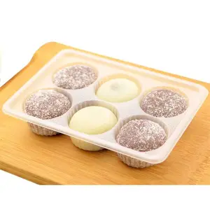 Contenitore per alimenti di alta qualità Mochi Box biscotti piccola torta rettangolare con coperchio Blister in plastica accetta vassoio monouso personalizzato