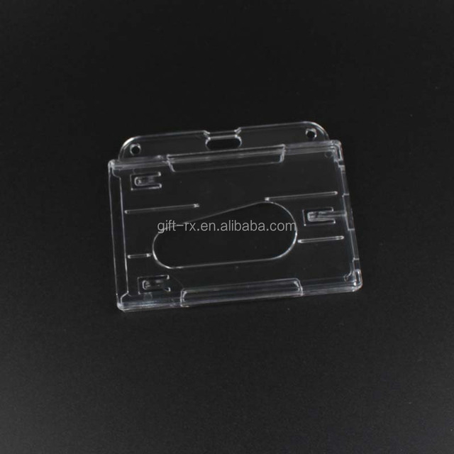 BSCI Hot Sales Clear Hard and Durable Plastic Card Holder for ID Cards PS PC Credit Card Badge Holder