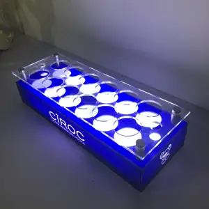 Aangepaste Kleur Veranderende Vip Fles Service Glow Ciroc Vodka Shot Glas Lade Met Led Licht