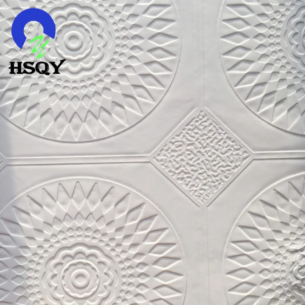 아프리카 터키 파키스탄 시장 PVC 소재 화이트 컬러 PVC 양각 필름 석고 천장 타일