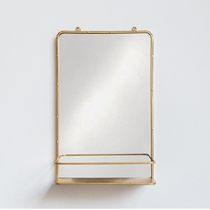 Nordic Decorative <strong>Rectangular</strong> <strong>Gold</strong> Metal Frame Wall Mounted <strong>Mirror</strong> with Shelf for Bathroom Home Decor - Product Image 2