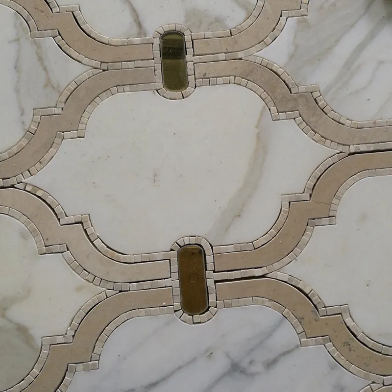 Cornice di fiori mattonelle di mosaico di marmo per pavimenti