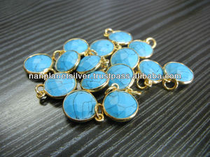 Collares con cuentas de piedras preciosas turquesas con conectores de plata Plata de Ley 925 para boda o regalo - Product Image 1