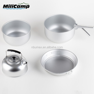 Lightweight Aluminum Portable Induction Compatible Outdoor <strong>Camping</strong> Cook Set for 1-2 People with Sauce Pans Tea Pot <strong>Kettle</strong> - Product Image 1