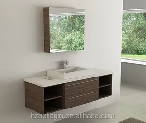Geräumiger Einzelwaschständer mit Badwaschtisch mit einem einzelen oder doppelt schubladen-Schrank und zwei offenen Frontregalen