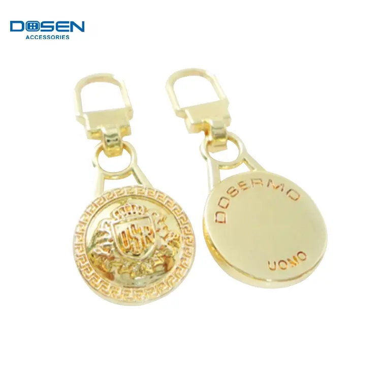 Gold Color Custom Logo Pull Decorative Metal Zipper Pendant For Handbag Purse Wallet