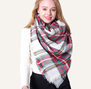 Oversized Winter Female Scarf Women Plaid Blanket <strong>Wool</strong> Scarfs Cashmere Women Shawls <strong>Wraps</strong> - Product Image 4