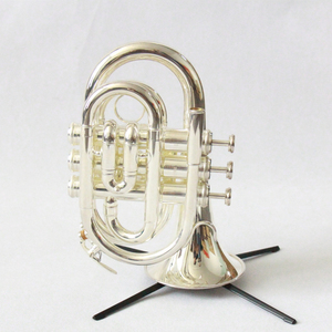 Trompette de poche plaquée argent plate B avec corps en laiton OEM de haut niveau Trompette de poche Carol Trompette de poche en laiton - Product Image 1