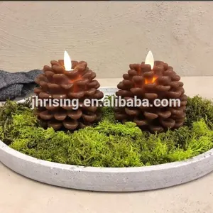 Kerst decoratie echte wax vlamloze led pine cone kaarsen bruin dennenappel vorm