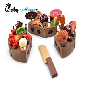 New Arrival Kids Pretend Play <strong>Wooden</strong> Birthday <strong>Cake</strong> <strong>Toy</strong> with Candle Z10293B - Product Image 3