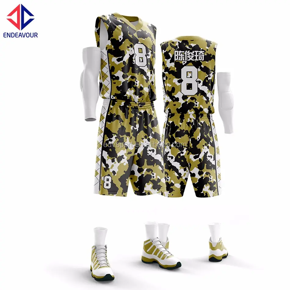 Thăng Hoa Hoàn Toàn Tùy Chỉnh Bóng Rổ Jersey Camo