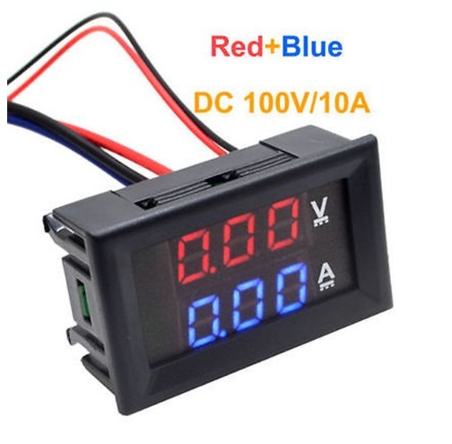 Voltmetro Amperometro Digitale Dual LED Blu E Rosso DC 100V 10A, Misuratore Volt/Ampere