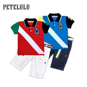 Guangzhou diferentes mangas de color contraste uniforme Polo para niños