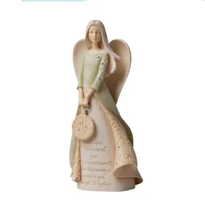 Medium Size Resin Gentle Wing Angel Figurine with Messages