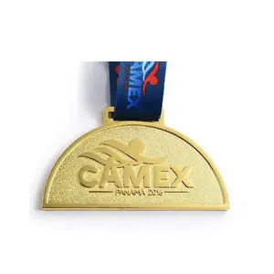 Wholesale Promotion Cheap Competition Souvenir 2D Style Semicircle Shape Gold Custom Award Medal