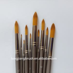 Lot de 10 pinceaux ronds en nylon synthétique avec manche en bois de bouleau et virole en laiton pour la <span class=keywords><strong>peinture</strong></span> à l'aquarelle des enfants à l'école - Product Image 2