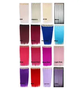 130g Accept Sample Order cheap colored clip in hair extensions synthetic hair extension 5pcs clip in extension