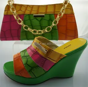 2014 wholesales fresher green color italian matching shoes and bags/ beautiful for ladies shes and matching bags for wedding