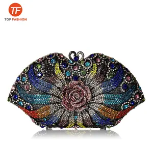 Cher cristal strass pochette sac à main femmes fleur sac de soirée pour la fête formelle en gros de l'usine chinoise